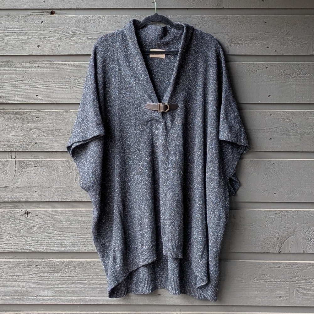 Blarney Woollen Mills Ireland Merino Wool Silk Tweed Womens Cape Poncho Gray OS